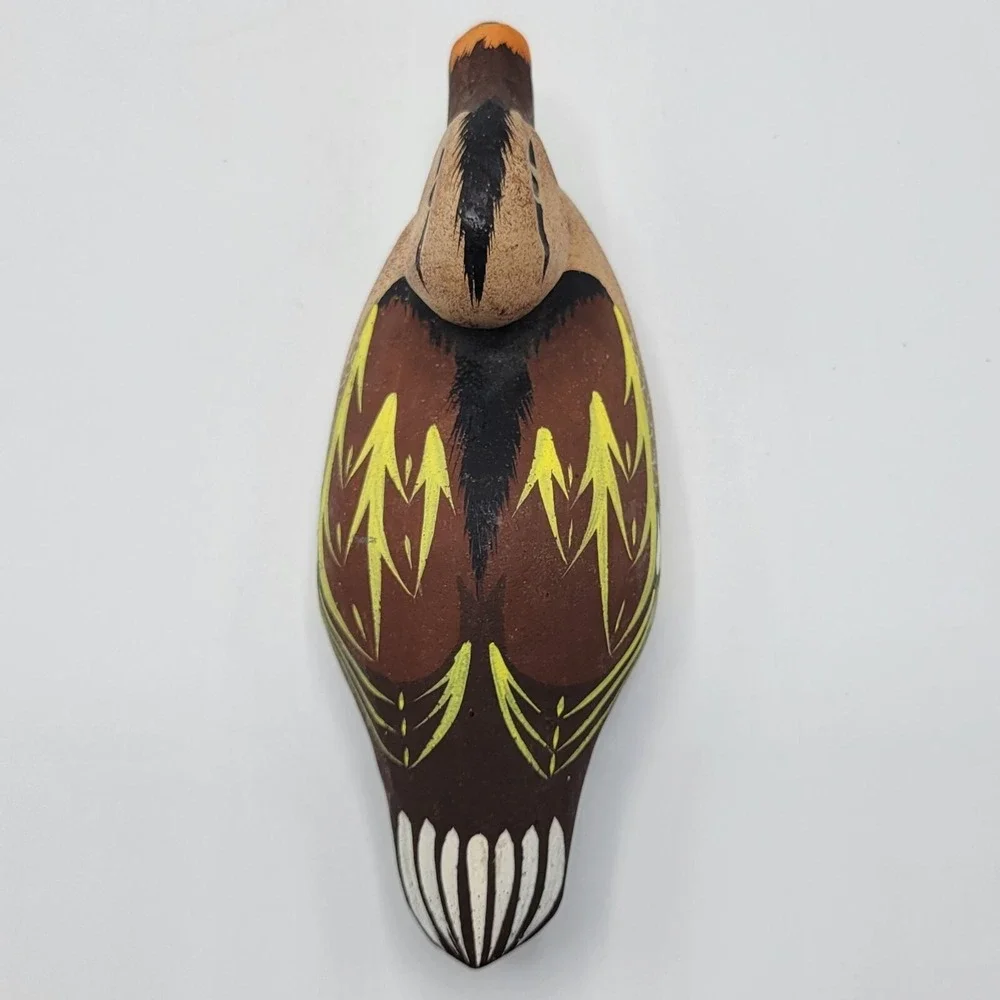 Vintage MCM Mallard Duck Carved Wood Hand Painted Handcrafted Figurine